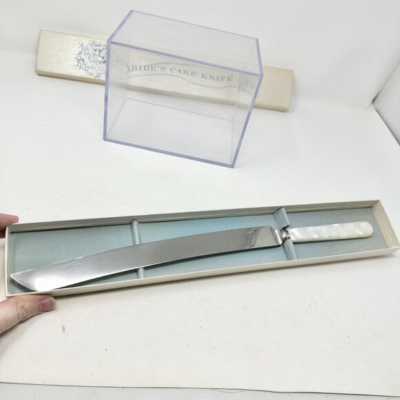 Vintage Pearl Handled Bride’s Cake Knife Sheffield Kirk & Matz Cutlery In Box - Picture 5 of 10